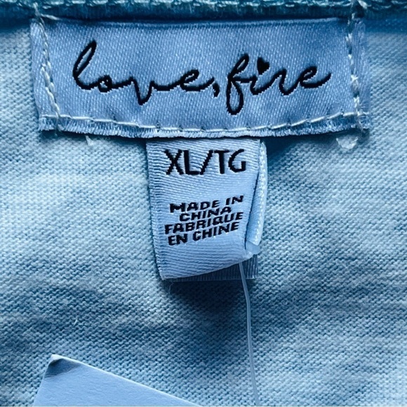 LOVE,FIRE baby doll dress tiered sleeveless a-line striped blue white size XL - Picture 10 of 15